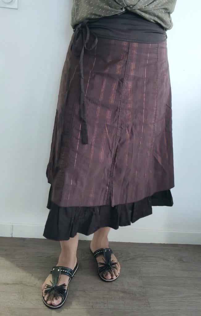 Vintage asymmetrische rok maat 42 pure chocolade, Ophalen of Verzenden, Zo goed als nieuw, Oranje