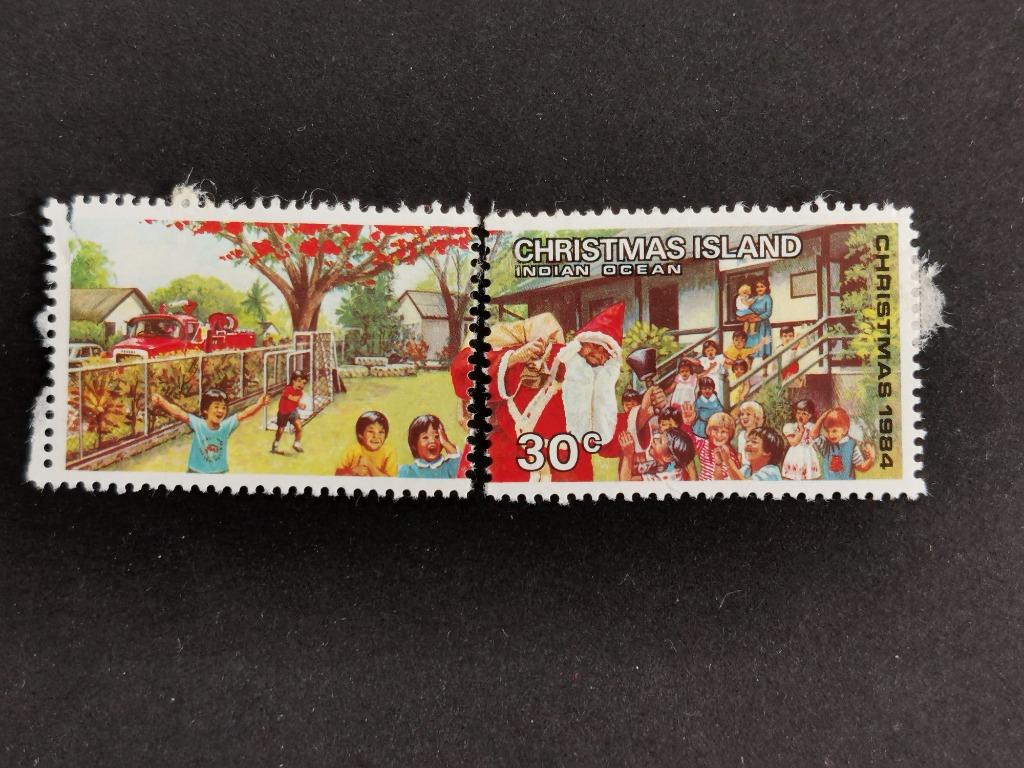 Christmas Island 1984 - Kerstmis - met vignet (uit velletje), Ophalen of Verzenden, Gestempeld