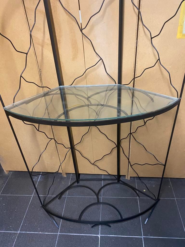 Decoratief smeedijzeren rek met glazen platen, Ophalen