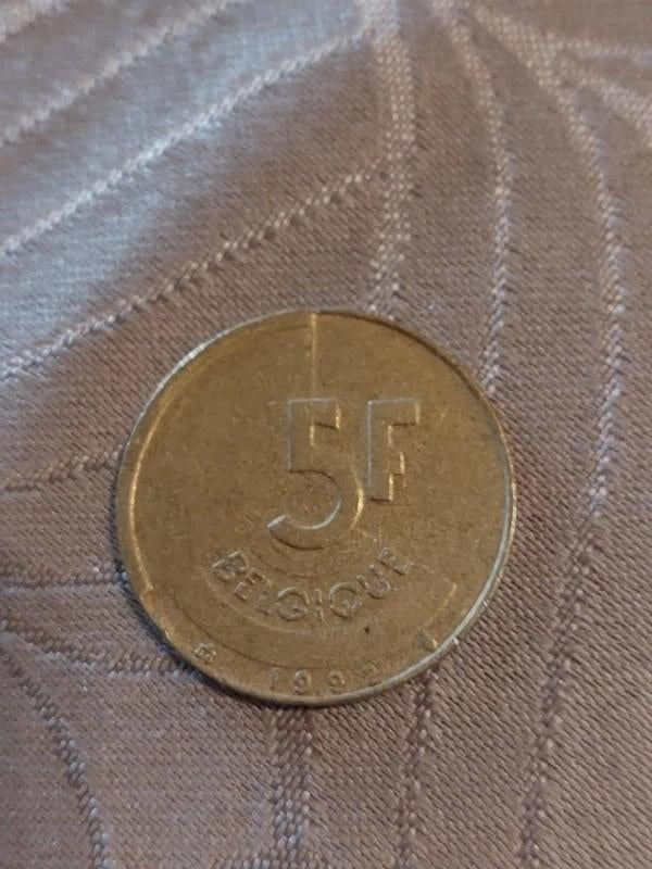5 Belgische Frank / 1992, Ophalen of Verzenden, Losse munt