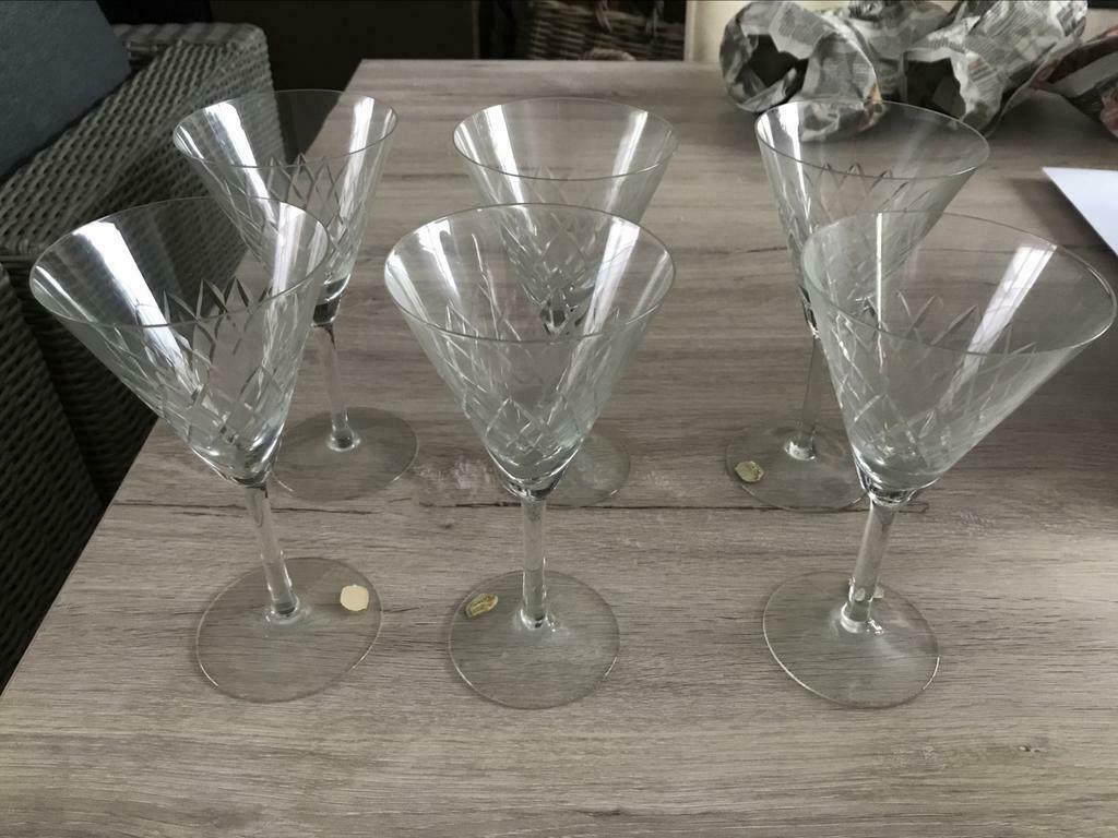 6 kristallen wijnglazen, Ophalen, Gebruikt, Overige stijlen, Overige materialen