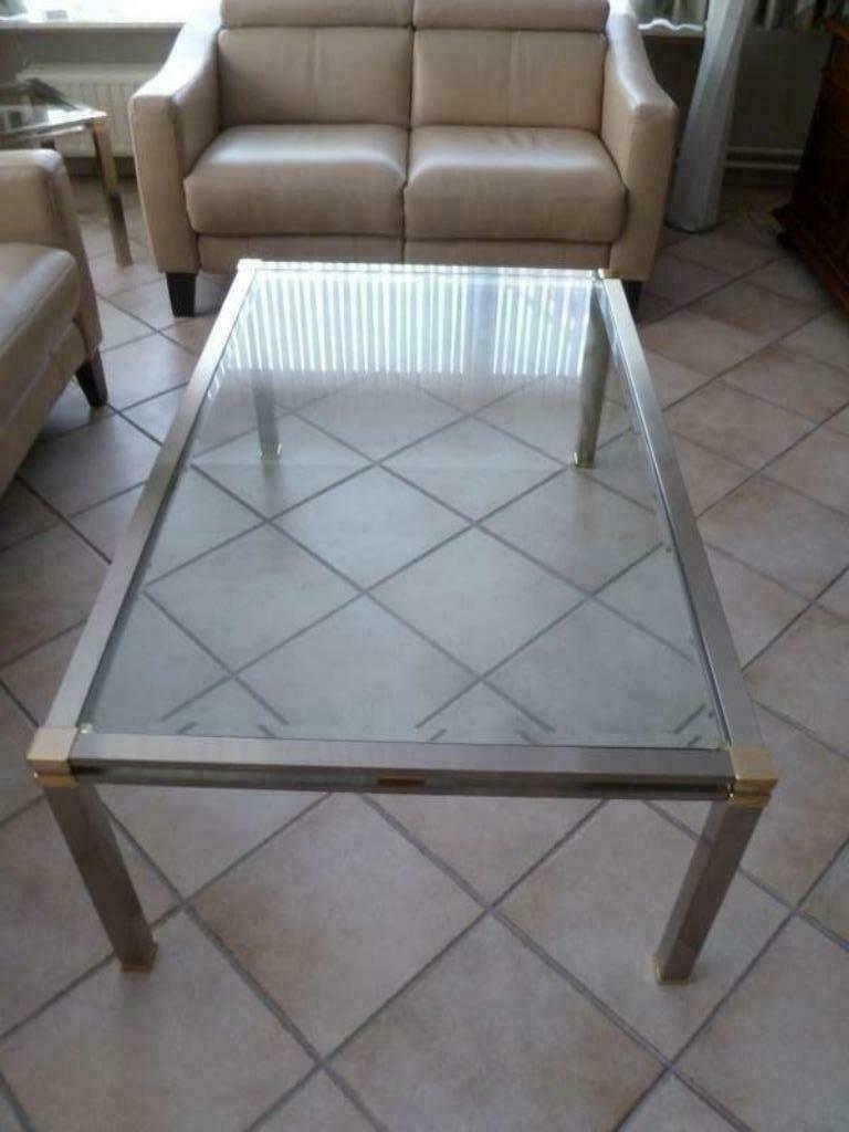 Salontafel + bijzettafel Italiaans design, Huis en Inrichting, Ophalen of Verzenden, Zo goed als nieuw, Glas, Design