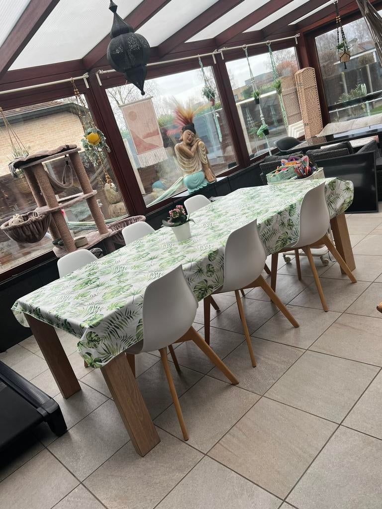 Licht eik eettafel met 6 stoelen, 150 à 200 cm, Cinq personnes ou plus, Enlèvement, 50 à 100 cm