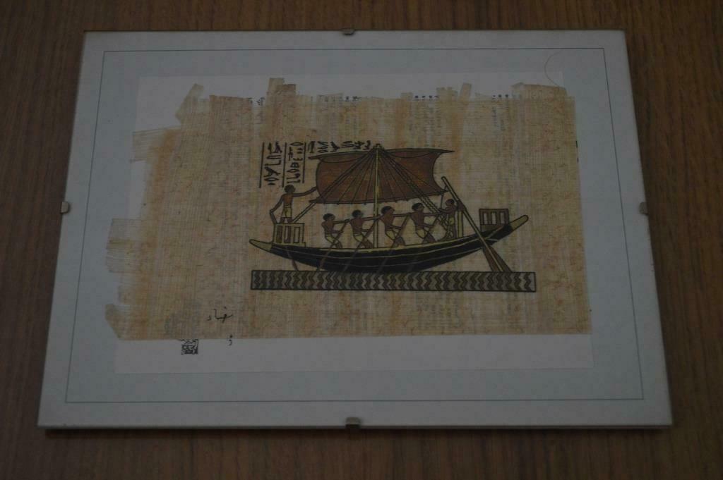 Egyptische tekening op papyruspapier met echtheidscertificaa, Antiek en Kunst, Ophalen of Verzenden