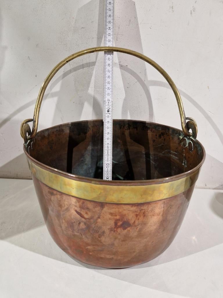 Koperen emmer ,  pot ketel , bloempot , rood en geel koper, Ophalen of Verzenden, Koper