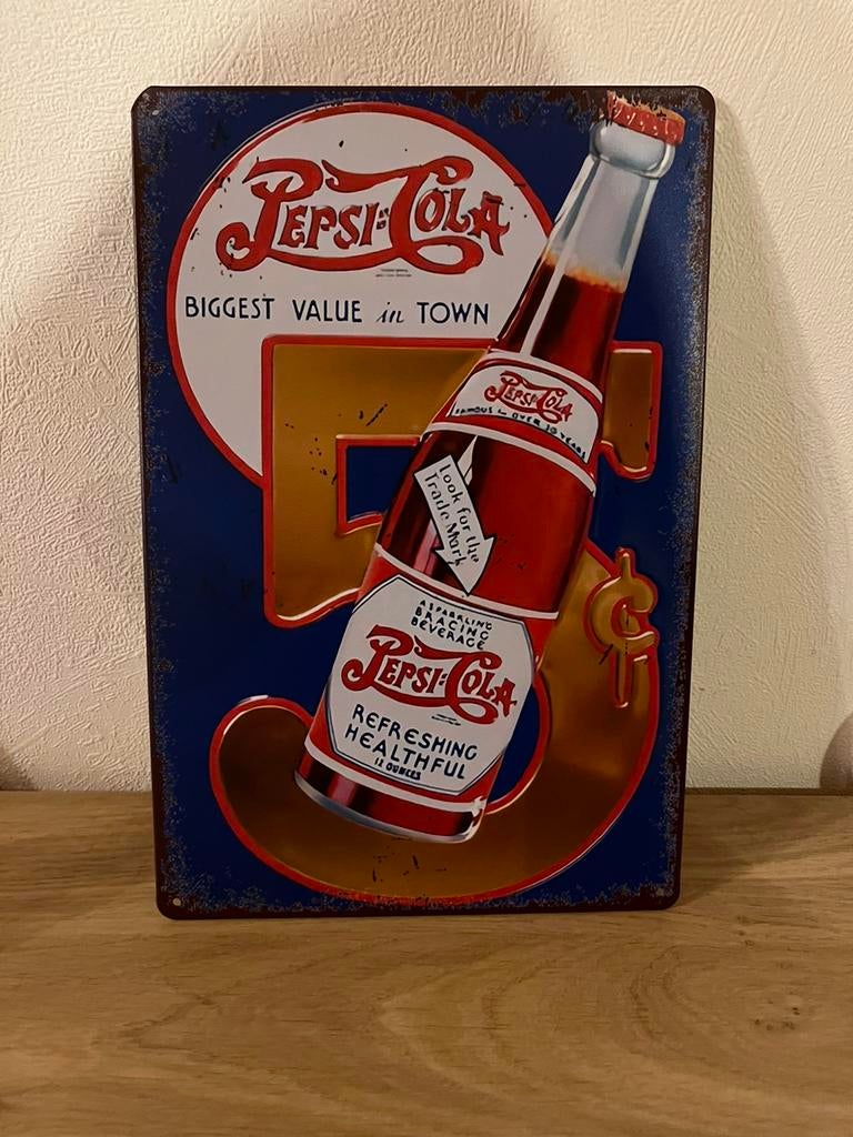 Plaque métallique Pepsi Cola, Ophalen of Verzenden, Zo goed als nieuw