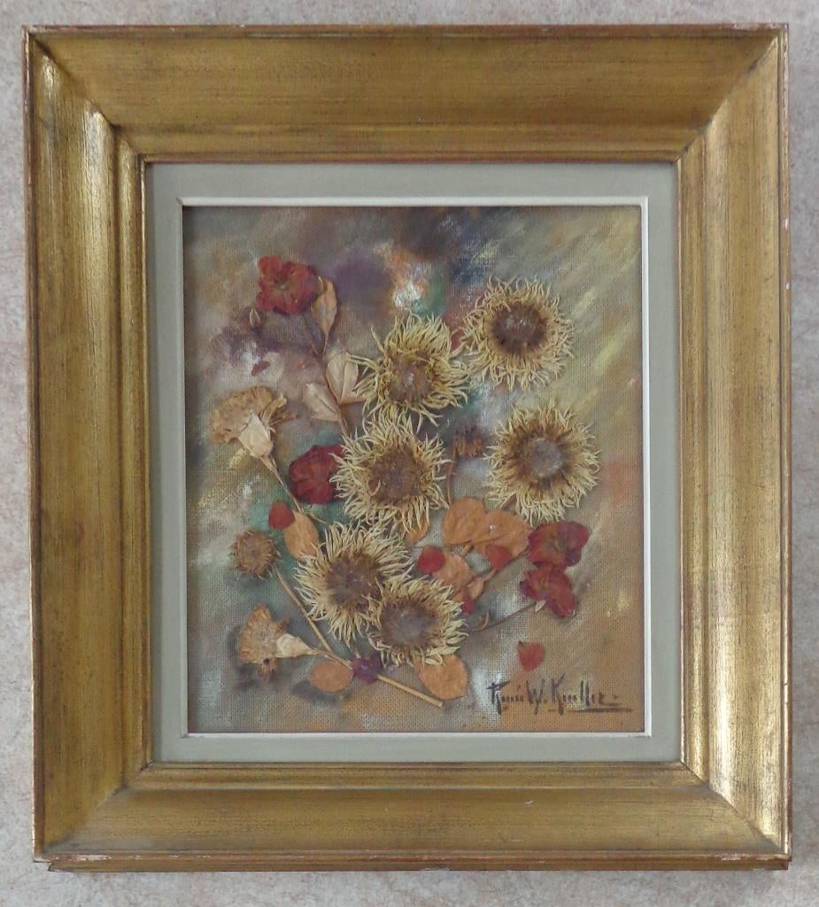 RENEE KUELLER / FLORAAL THEMA / COLLAGE / 60x55cm / KADER, Enlèvement ou Envoi