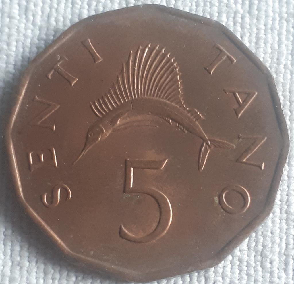 TANZANIA : 5 SENTI 1976 KM 2 UNC, Postzegels en Munten, Munten | Afrika, Verzenden, Tanzania, Losse munt