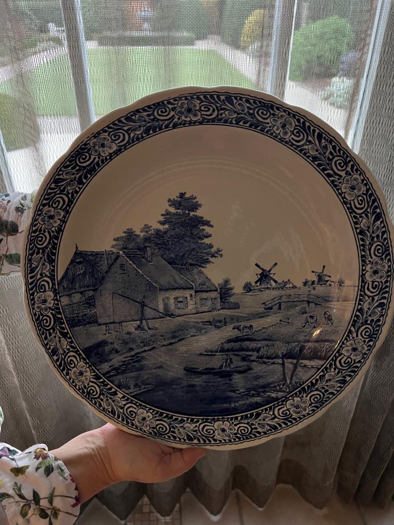 Delft porseleinen bord ( diameter 40 cm), Antiek en Kunst, Ophalen
