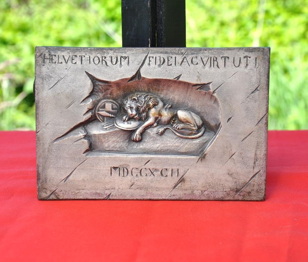 plaque metal lion de lucerne, Ophalen of Verzenden