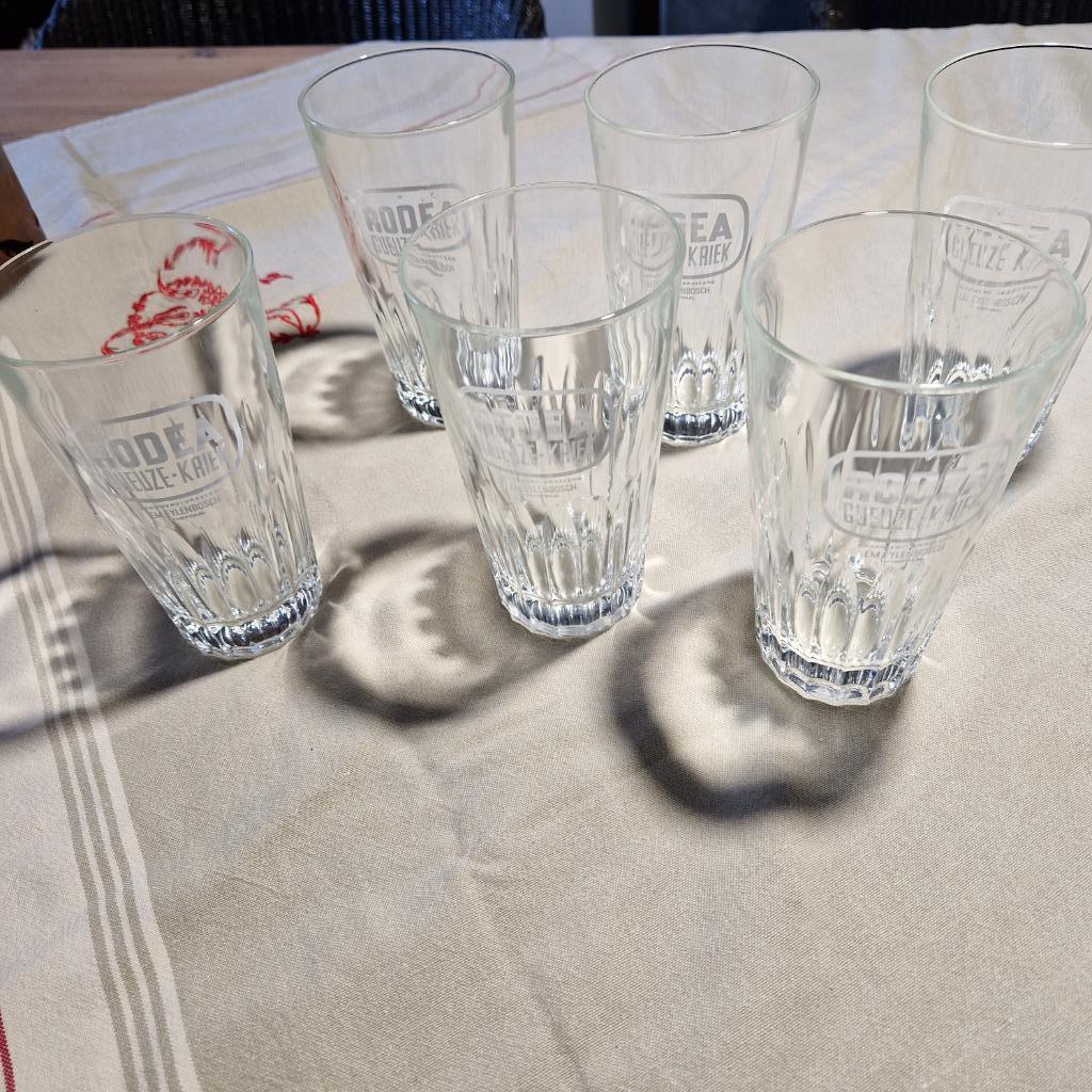 6 verres à Bière Rodea Kriek-Gueuze Brasserie Eylenbosch, Verzamelen, Ophalen of Verzenden, Gebruikt, Glas of Glazen, Overige merken