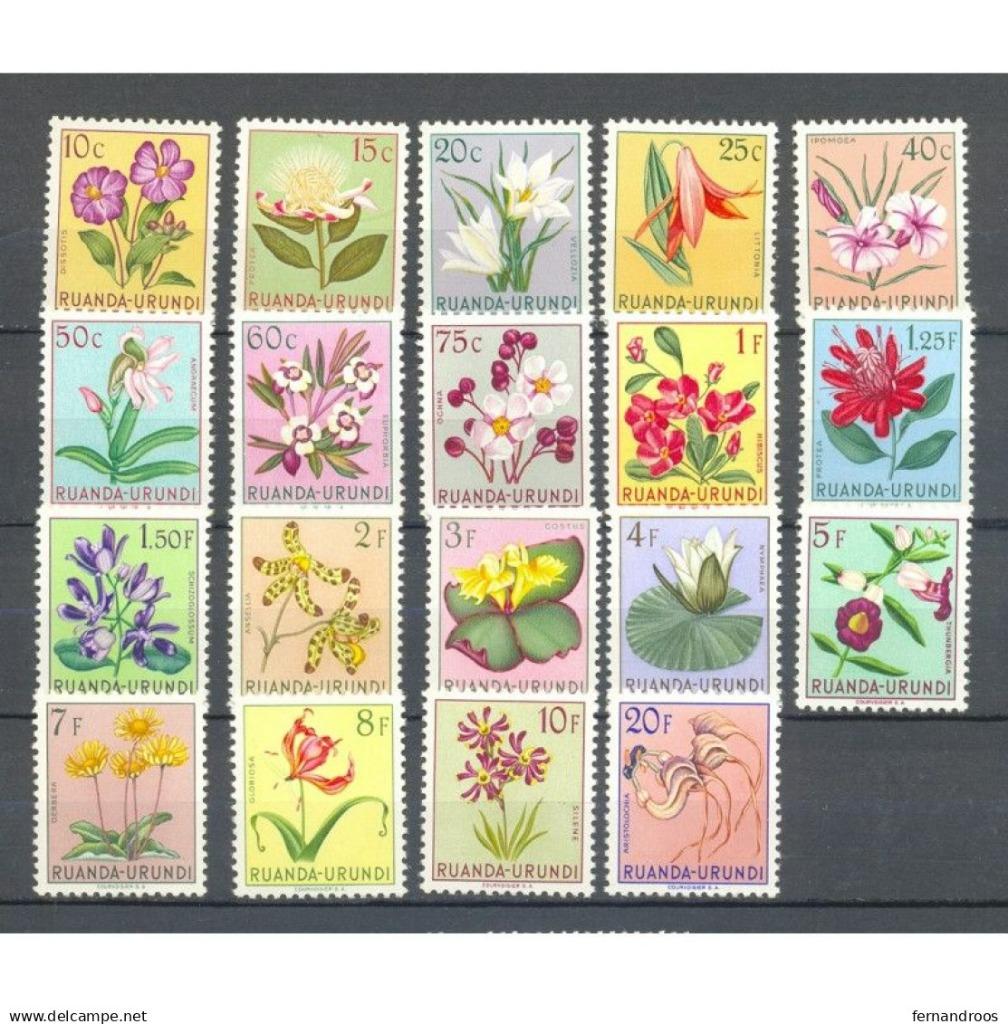 RUANDA-URUNDI POSTZEGELS  1953 FLEURS N 177 - 195 NIEUW, Postzegels en Munten, Ophalen of Verzenden, Overige landen, Postfris