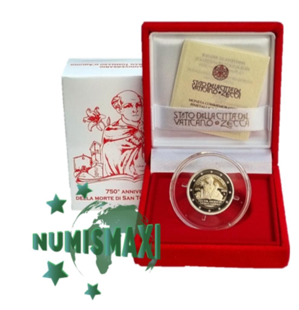 2 euro Vaticaanstad 2024 Thomas Aquino Proof in etui, Verzenden, Vaticaanstad, 2 euro