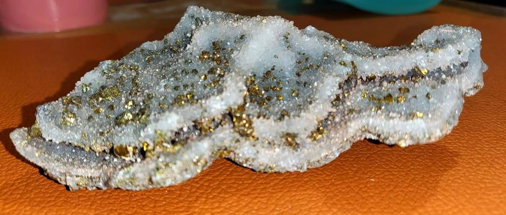 Kwarts met pyriet,natuurlijk mineraal | 171 g, Verzamelen, Ophalen of Verzenden, Mineraal