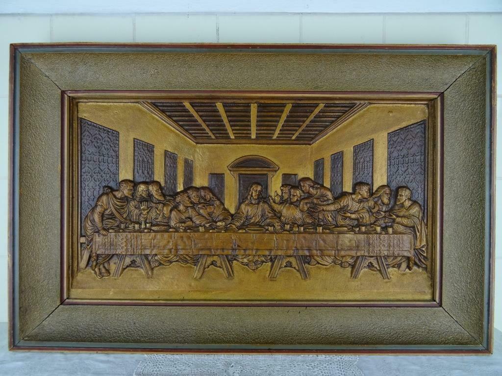 Het Laatste Avondmaal 80 bij 51 cm Antiek reliëf Avondmaal, Ophalen of Verzenden