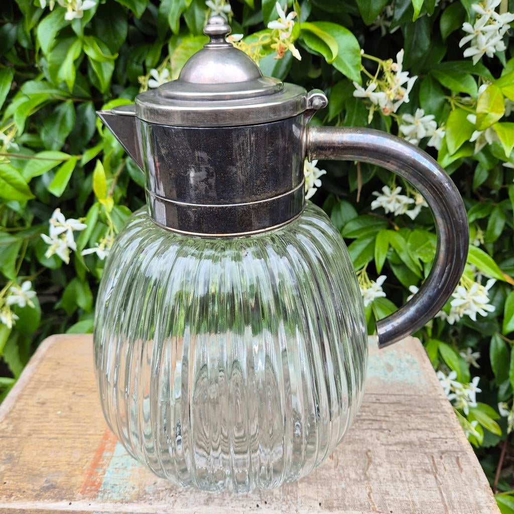 carafe Italie e.p. en verre zinc/cristal grande, Antiquités & Art, Enlèvement ou Envoi