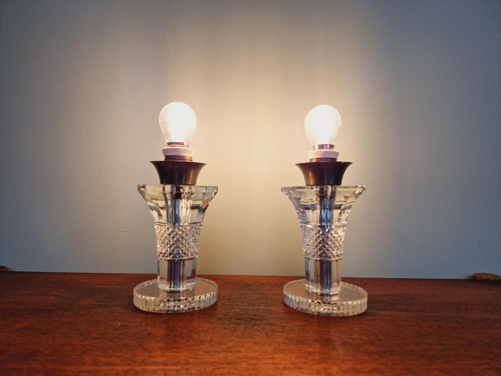 Paire de lampes en cristal, Val Saint-Lambert, années 1930, Enlèvement ou Envoi