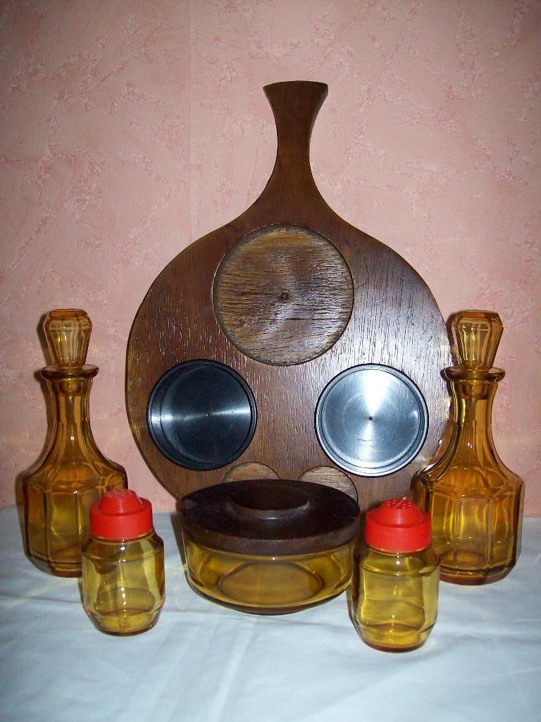 présentoir en bois pour huile vinaigre sel poivre et sauce, Enlèvement ou Envoi