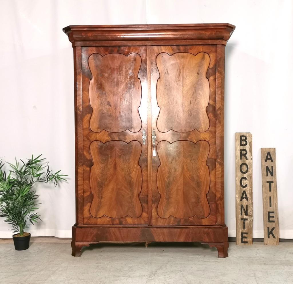 Antieke Biedermeyer linnenkast demonteerbaar H 191 B 144, Antiek en Kunst, Ophalen