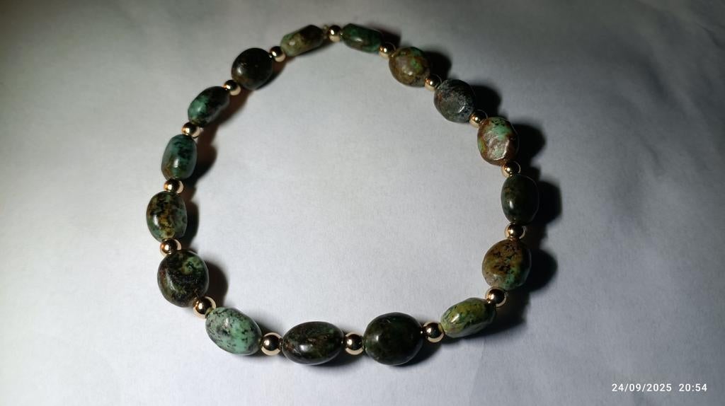Bracelet élastique avec perles de turquoise africaine, Enlèvement ou Envoi, Neuf, Élastique