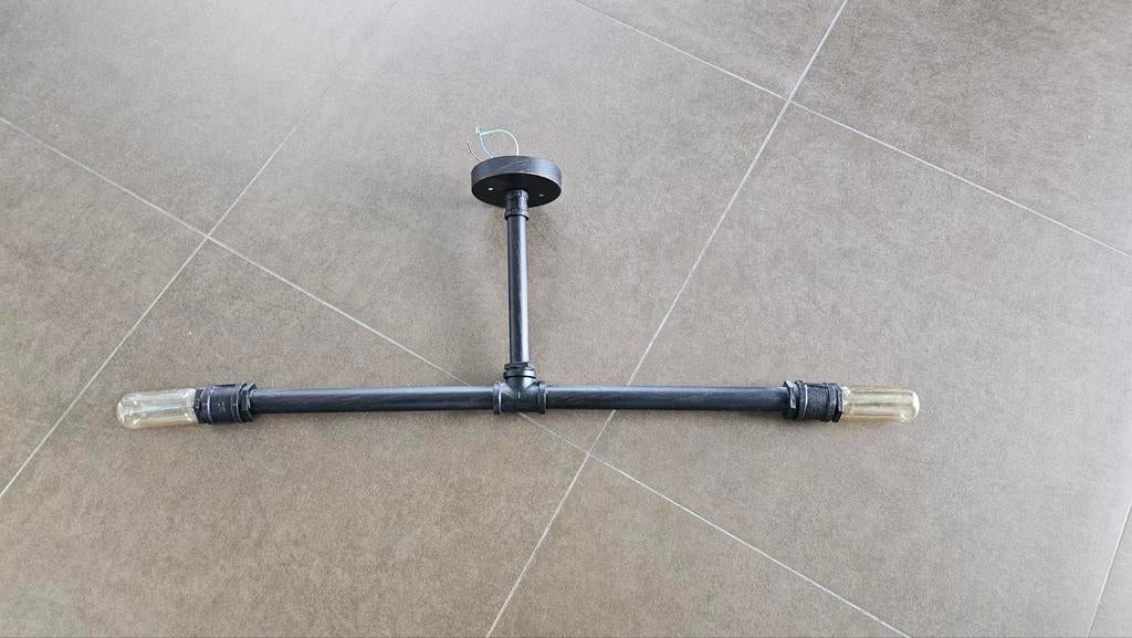 Industrial Industriële Hanglamp met 2 mooie filament lampen, Huis en Inrichting, Ophalen of Verzenden, Zo goed als nieuw, Metaal