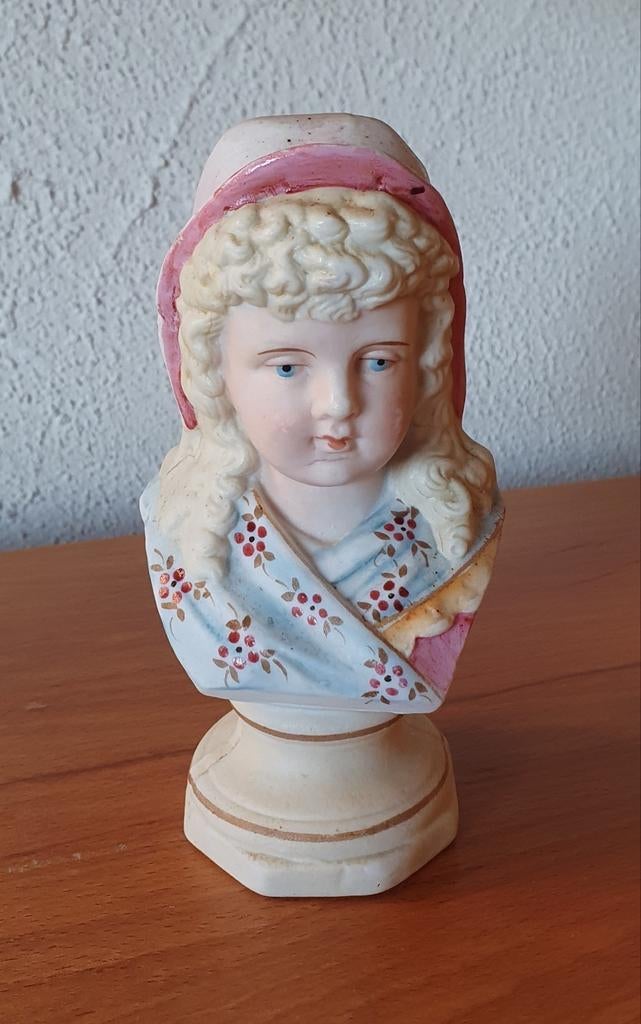 Ancien petit buste en biscuit, Enlèvement ou Envoi