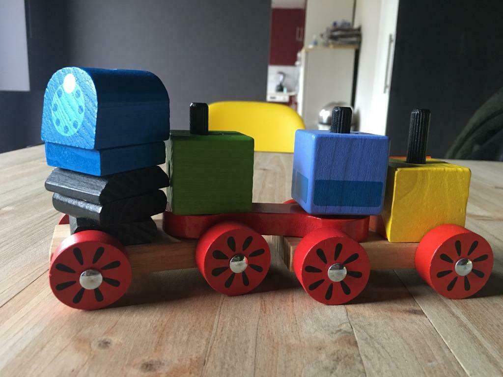 Train en bois, Kinderen en Baby's, Speelgoed | Houten speelgoed, Gebruikt, Duw- of Trekspeelgoed, Ophalen of Verzenden