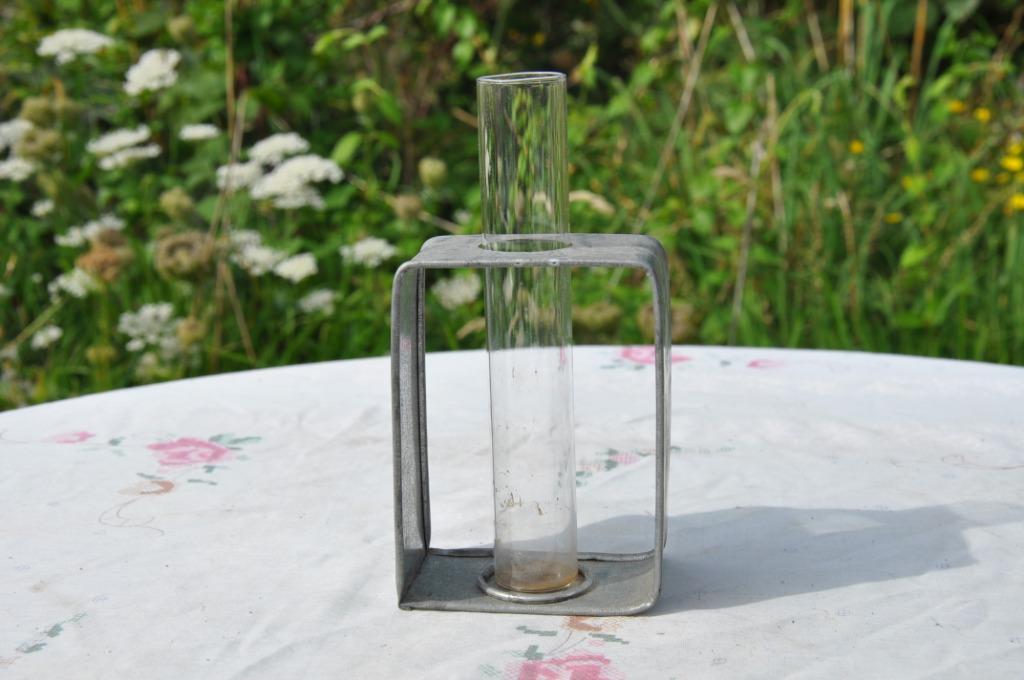 vase soliflore sur support en metal, Enlèvement ou Envoi, Utilisé, Verre