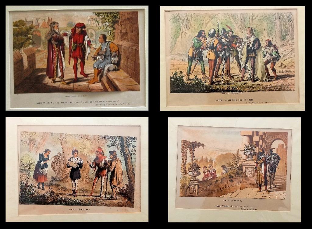 4 Prenten Dudley [19e eeuw] Shakespeare, Ophalen of Verzenden