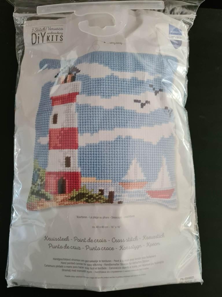 Borduurset kussen, Hobby en Vrije tijd, Borduren en Borduurmachines, Ophalen, Zo goed als nieuw, Handborduren, Borduurpakket