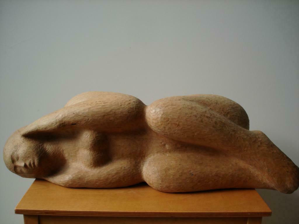ADOLPHE DAENEN °1921-2012  houten art deco liggend naakt, Ophalen