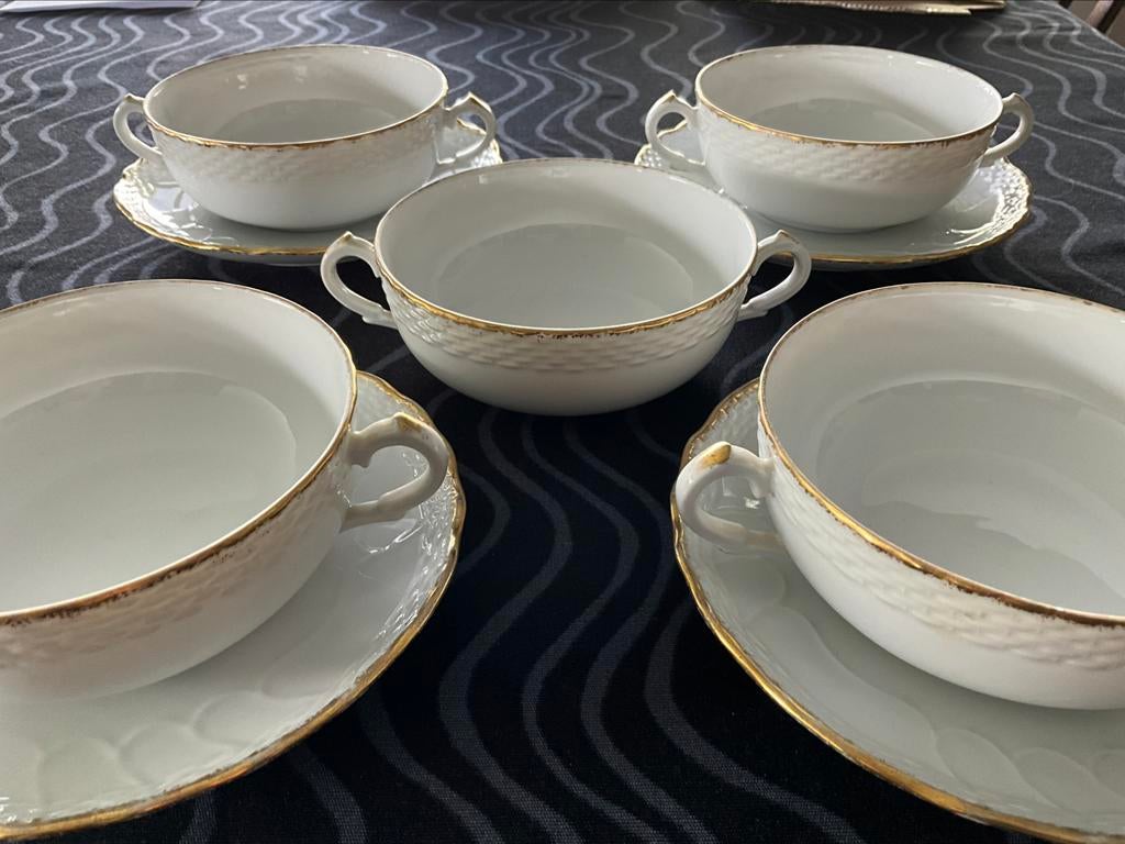 Vintage soeptassen en bordjes porcelaine de Baudour, Enlèvement