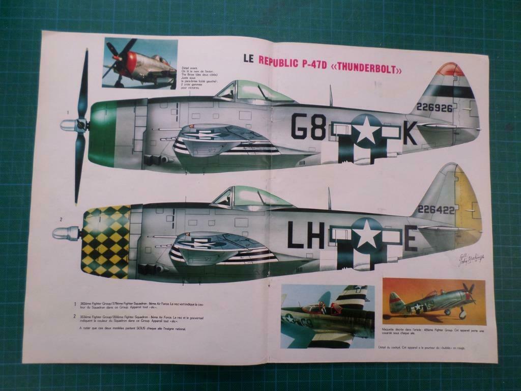 Republic P-47D Thunderbolt - poster publicité - 1974, Gebruikt, Rechthoekig Liggend, Ophalen of Verzenden, A1 t/m A3