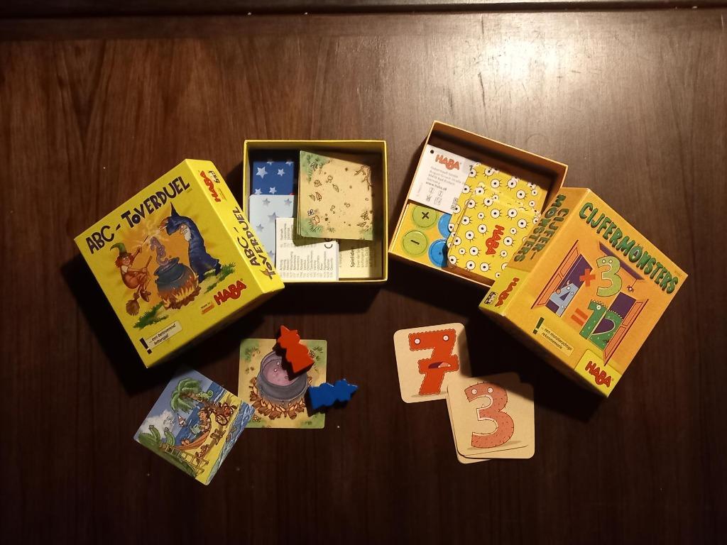 Haba spelletjes - ABC cijferduel en Cijfermonsters, Ophalen of Verzenden, Zo goed als nieuw, Taal en Lezen