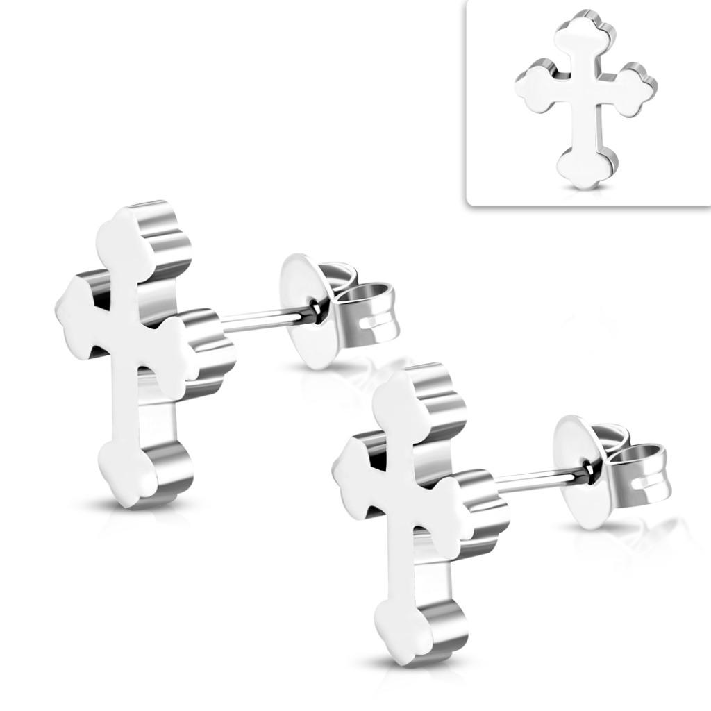 Boucles d'oreilles croix en acier inoxydable, Enlèvement ou Envoi, Autres matériaux, Argent, Neuf