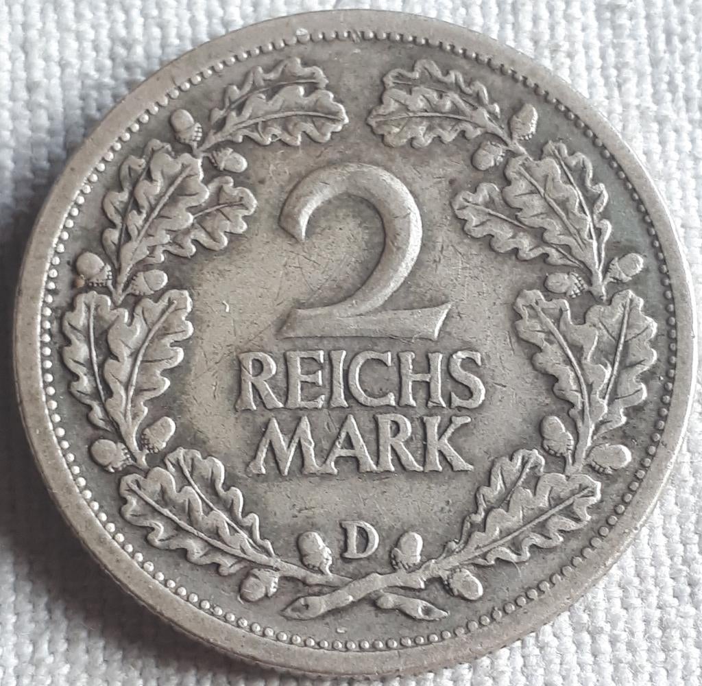 ALLEMAGNE : 2 REICHSMARK 1926 D KM 45, Enlèvement ou Envoi, Allemagne, Monnaie en vrac, Argent