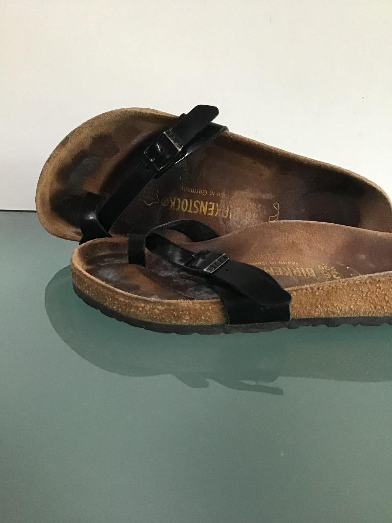 Gratis Verzenden | Birkenstock Piazza lak zwarte slippers 36, Slippers, Verzenden, Zwart, Zo goed als nieuw