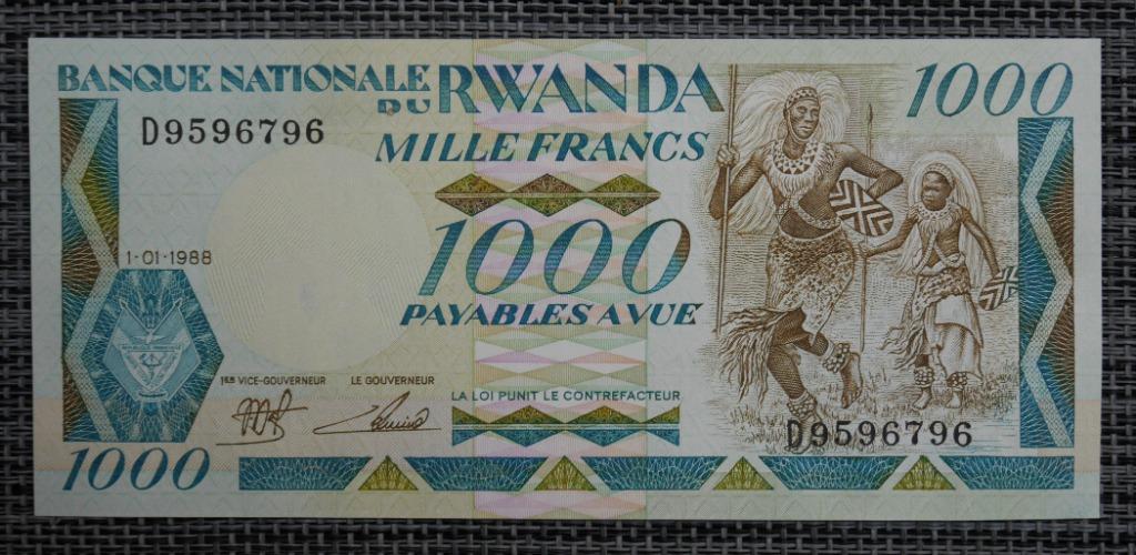 Bankbiljet 1000 Frank Rwanda 1988 UNC, Ophalen of Verzenden, Overige landen, Setje