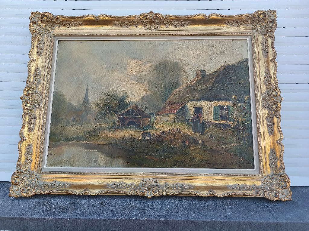Huile sur toile signe Frans van diest, Antiek en Kunst, Kunst | Schilderijen | Klassiek, Ophalen