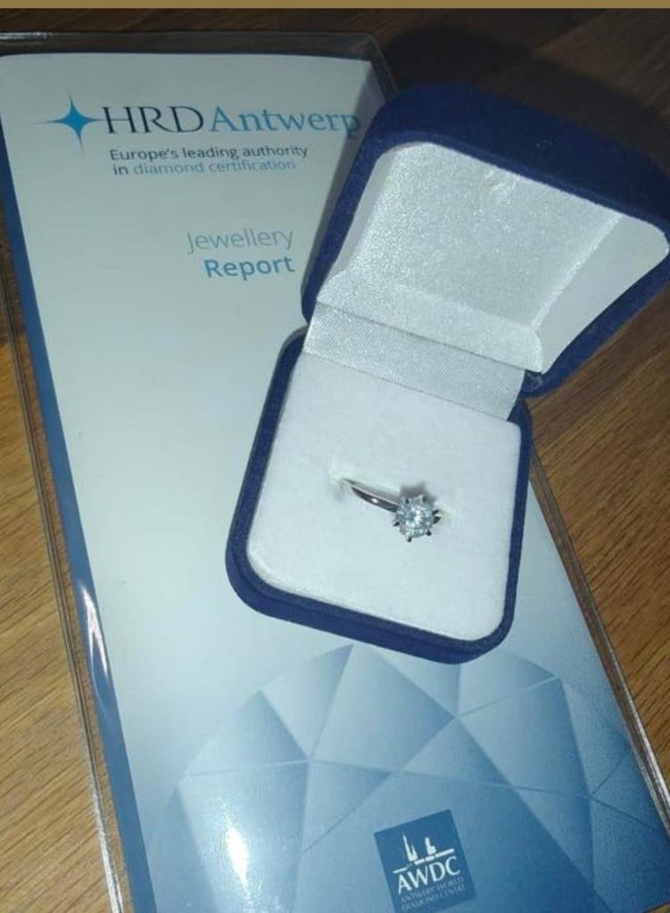 Nieuwe 18k Witgouden Solitaire Ring - 1.2ct Natuurlijke Diam, Ophalen of Verzenden, Goud, Ring