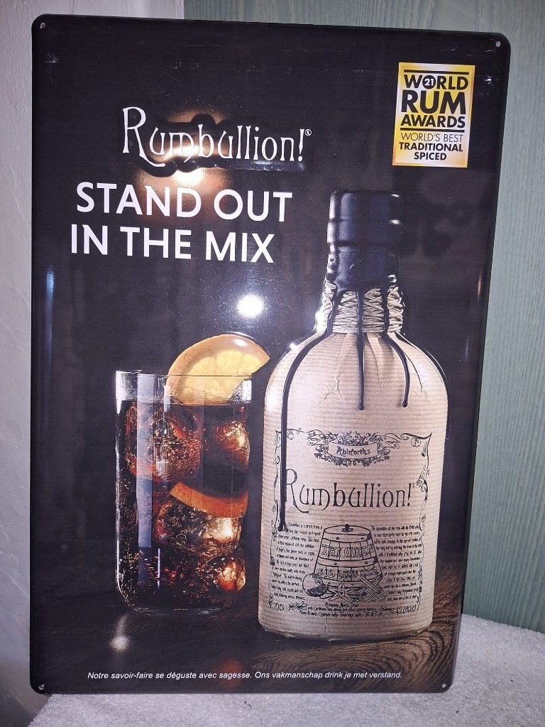 ijzeren reclame plaat Rum, eind 1900, Ophalen of Verzenden, Nieuw, Reclamebord