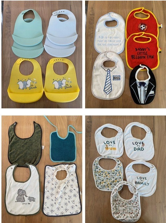 Slabbetjes (20 stuks) - Siliconen, VIB, Disney Dombo, Jungle, Kinderen en Baby's, Ophalen, Zo goed als nieuw, Slab