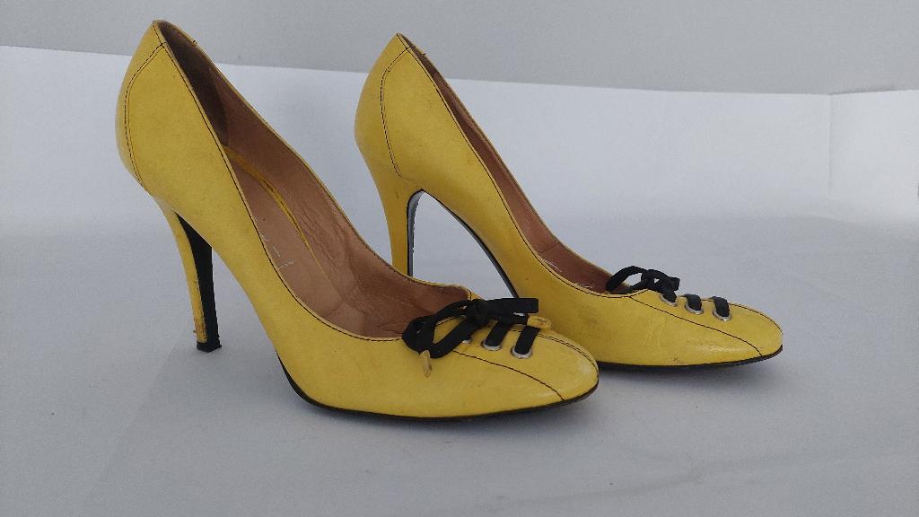 783C* Casadei - sexy escarpins jaunes (38), Jaune, Escarpins, Porté, Casadei