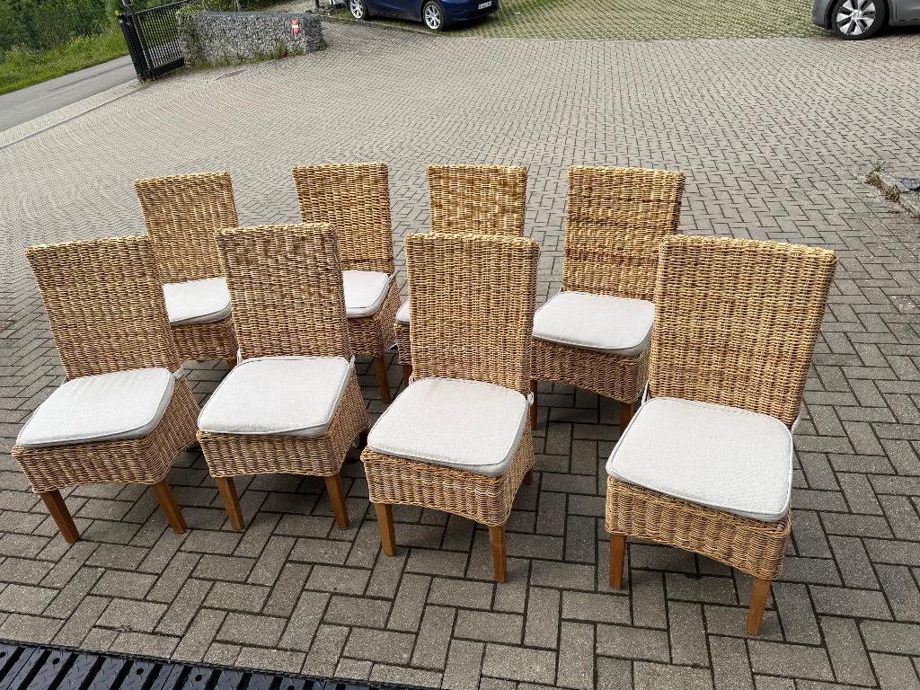 Lot de 8 chaises hautes en rotin – excellent état, Maison & Meubles, Chaises, Osier ou Rotin, Bohème chic, Comme neuf, Brun