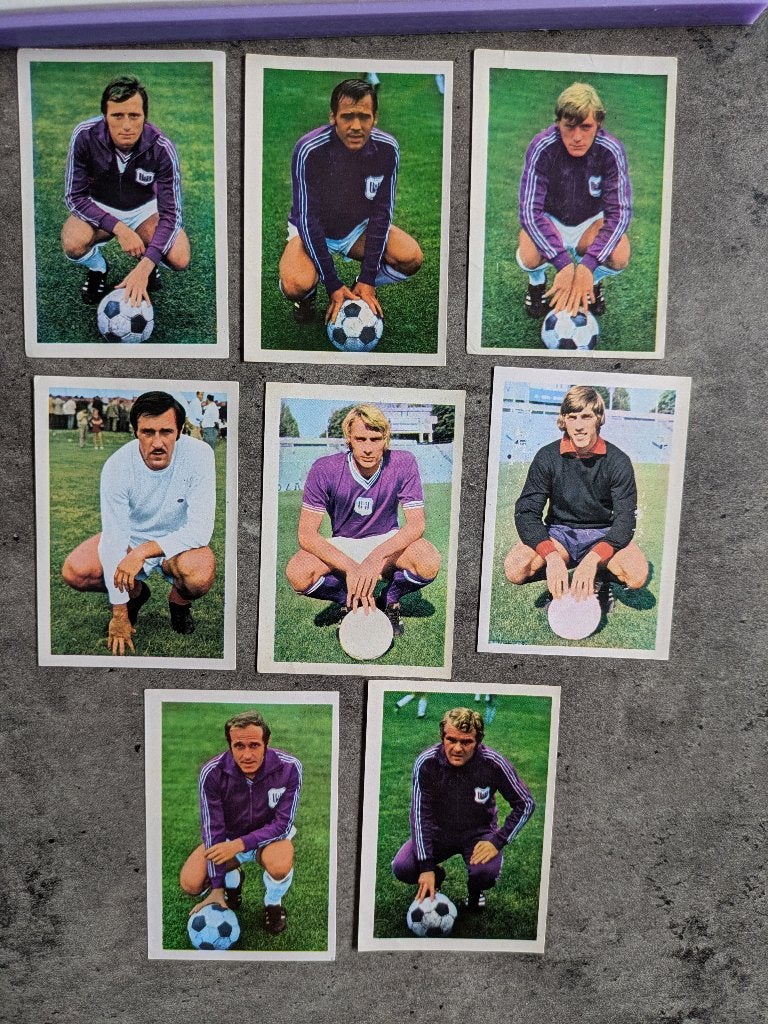 ANDERLECHT 8X PRENTEN PANINI LIKE ED VANDERHOUT 1973 VOETBAL, Verzenden, Zo goed als nieuw