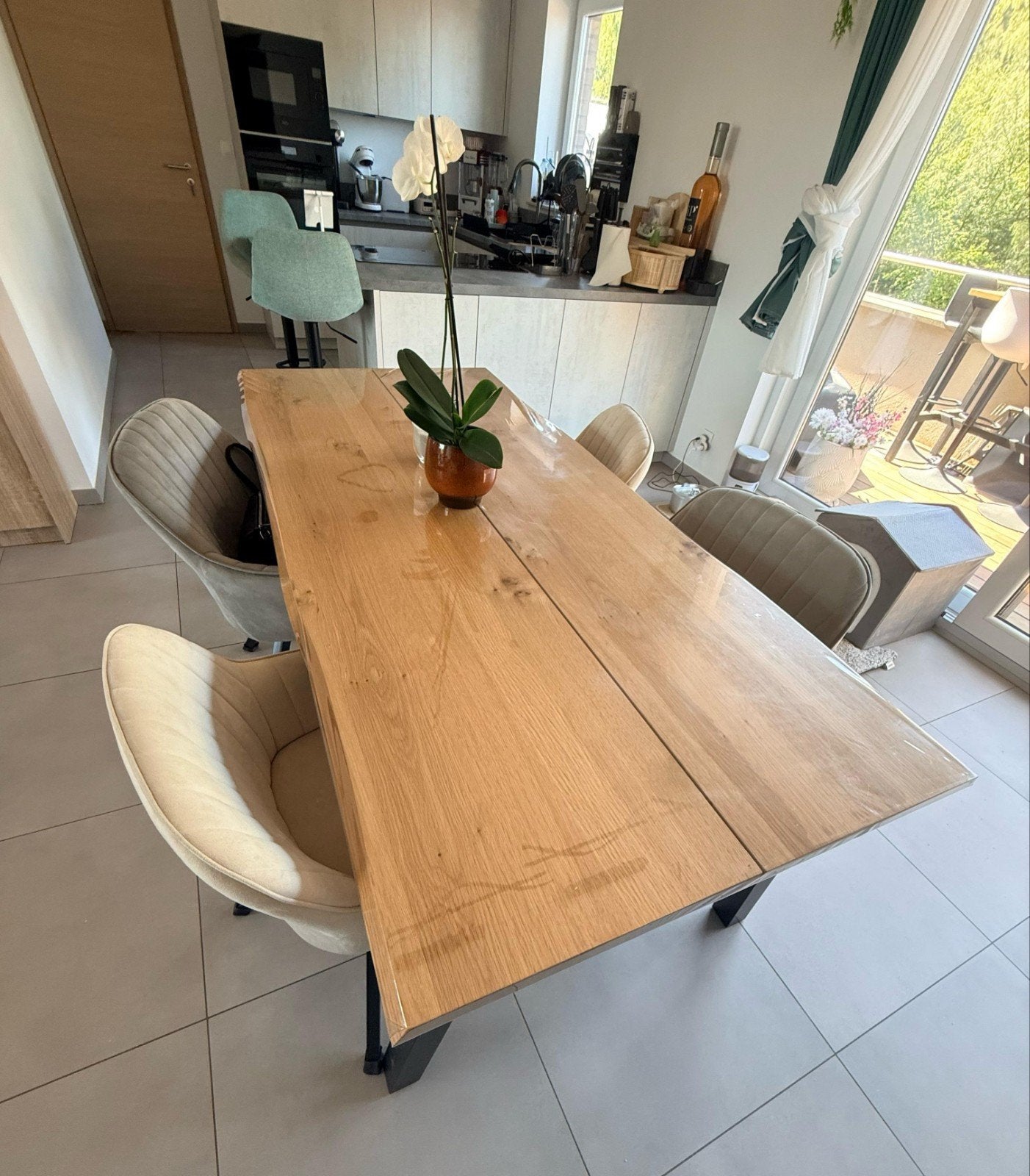 Salle à manger (table + rallonge & chaises), Enlèvement, Chêne
