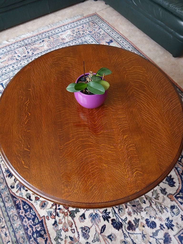 Table de salon ronde en chêne massif, Maison & Meubles, Rond, Comme neuf, Enlèvement, 50 à 100 cm