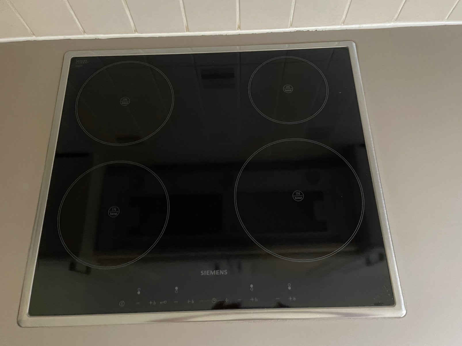 Siemens inbouw inductie kookplaat, Ophalen, 4 kookzones, Zo goed als nieuw, Inbouw