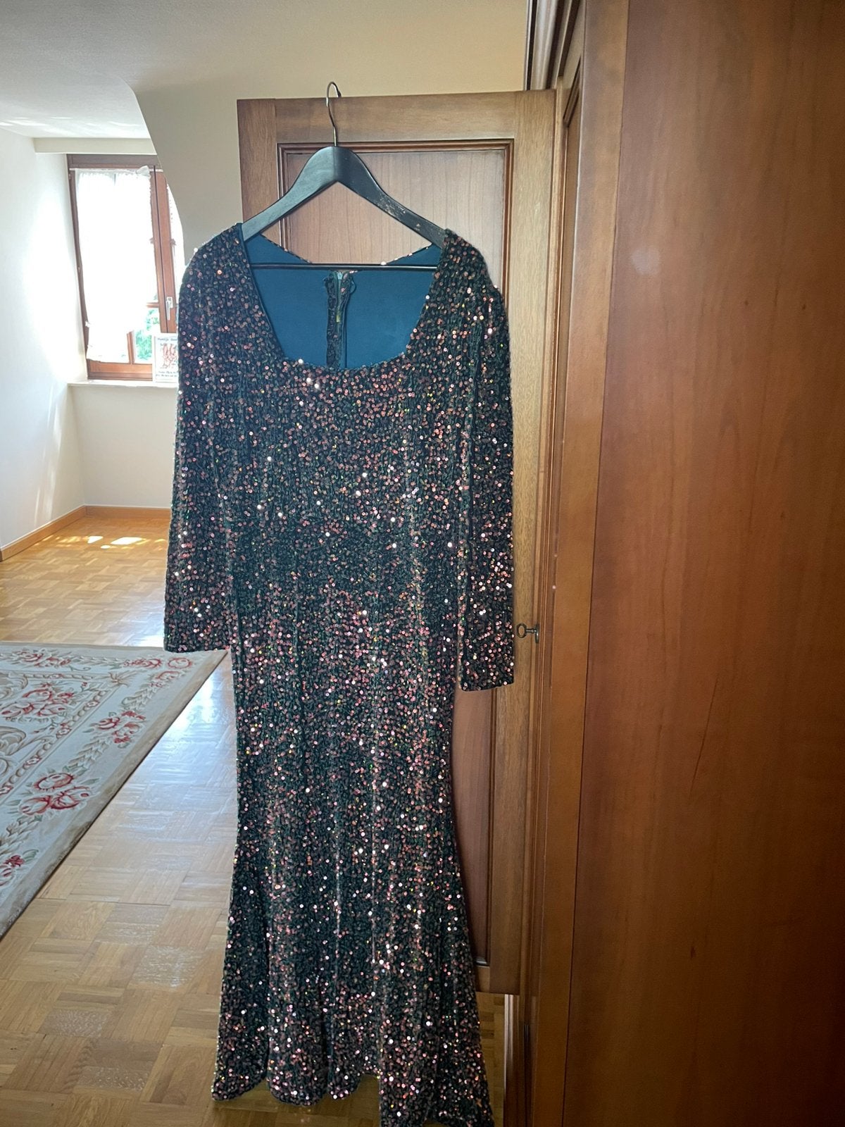Elegante groene glitterjurk XL, Kleding | Dames, Grote Maten, Zo goed als nieuw, Jurk, Groen, Ophalen of Verzenden