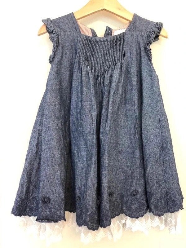 Robe fille en jeans+dentelle, 2-3 ans, Enfants & Bébés, Vêtements enfant | Taille 92, Enlèvement ou Envoi, Utilisé, Fille